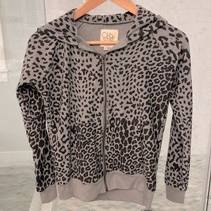 Chaser animal print hoodie zipped cardigan